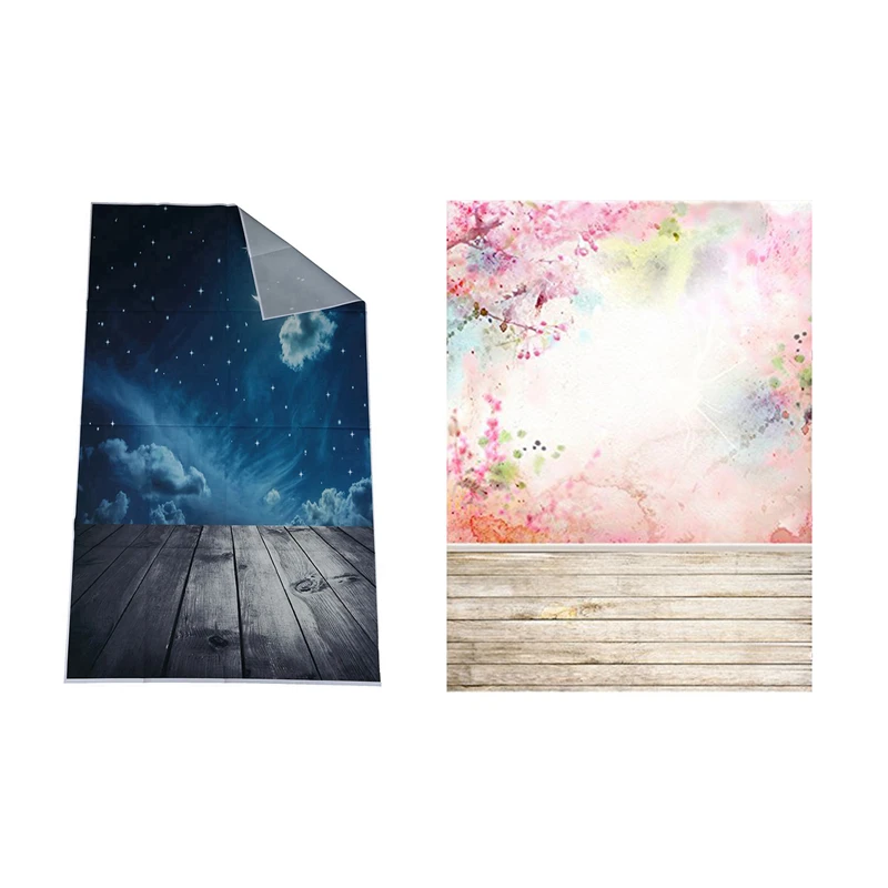 

2Pcs 90Cm X 150Cm Photography Background Photo Background For Wedding Baby Birthday Party Studio Props - Moon Star Baby Theme &