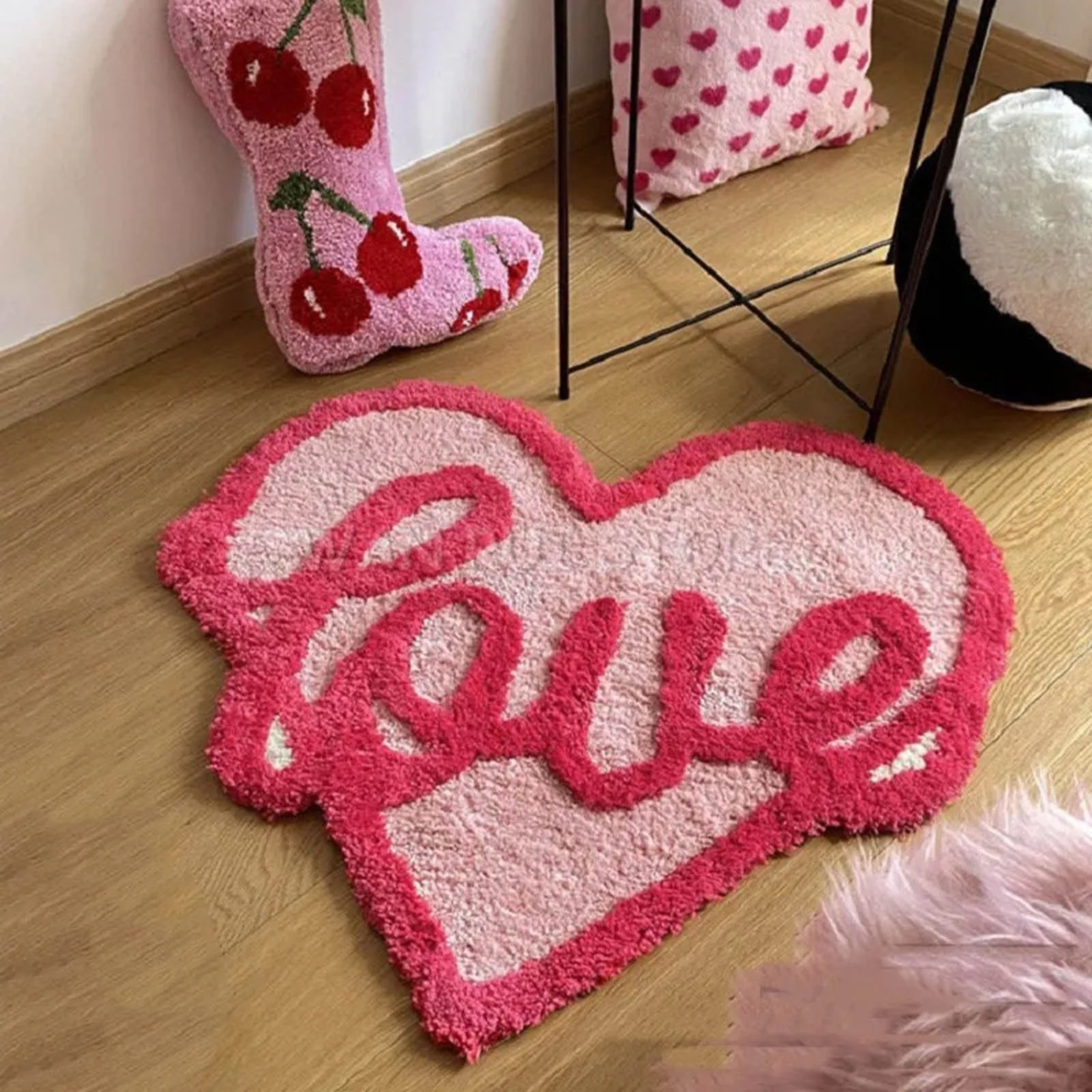 

Home Decoration Winter Full Of Love Rug Valentine‘S Day Heart Shape Door Mat Non Slip Washable Welcome Sign Cute Plush Door Mat