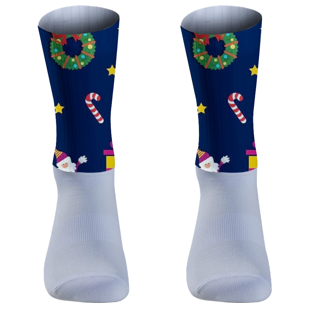 Новые рождественские спортивные профессиональные компрессионные носки для