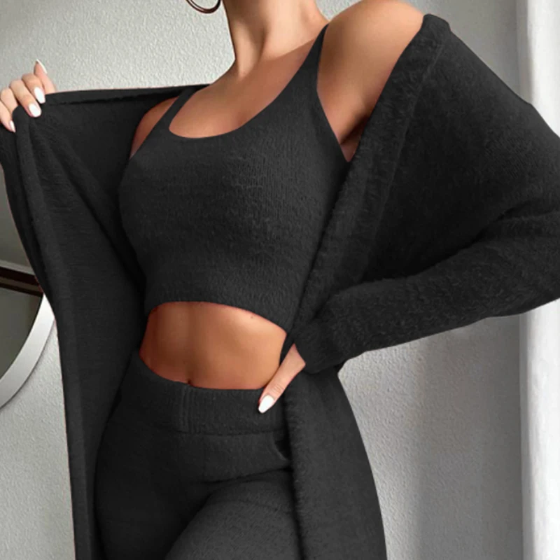 Новинка 2023 пикантный короткий плюшевый жилет с V-образным вырезом и брюки