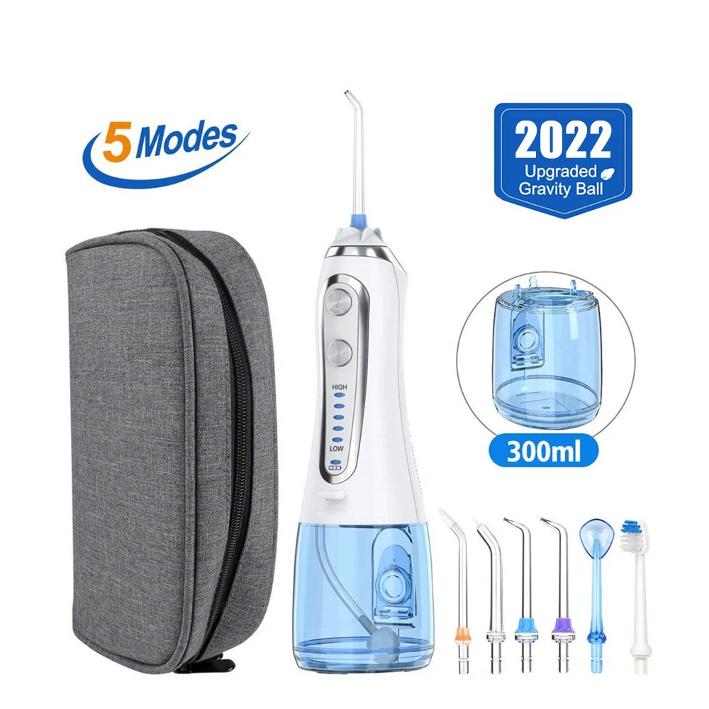 

Oral Irrigator Water Flosser Teeth Cleaner Portable Water Jet Tooth Cleaner USB Rechargeable Teeth Cleaning Tools 5 Modes 300ML