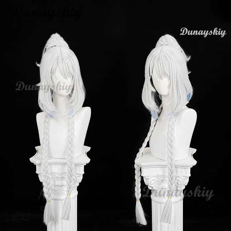 Genshin Impact Muinaa Косплей Парик 100 см Белый Синий Длинные Косы Meztli Springs Natlan Хэллоуин
