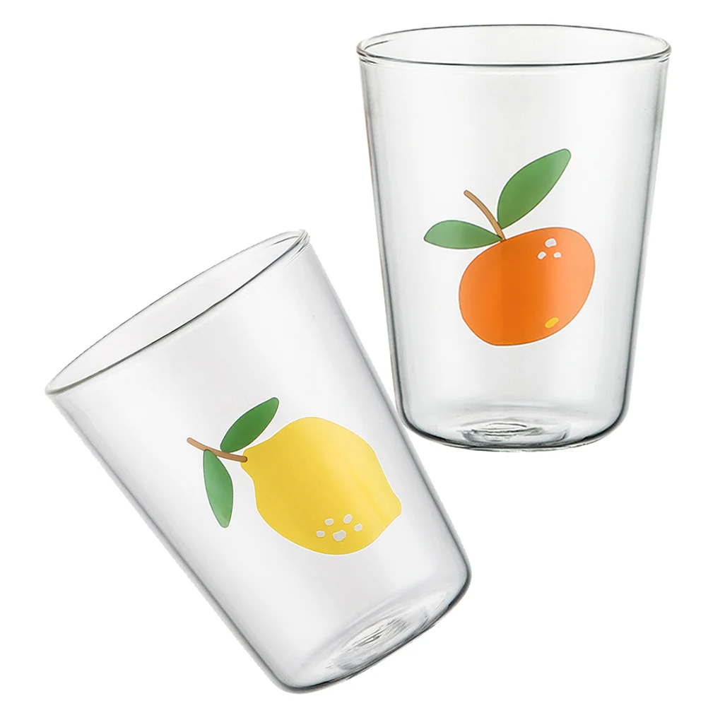 

2Pcs Fresh Fruit-Printed Cups Delicate Drinks Mugs Fashion Cups
