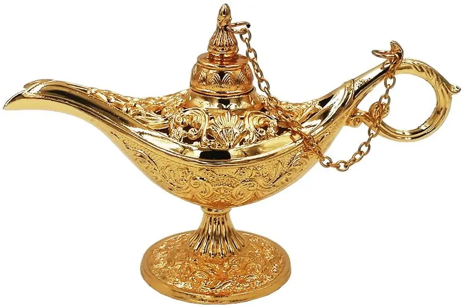 

Honoro винтажная легенда, лампа Aladdin волшебный Джинн-металлическая резная ламсветильник для желаний для дома, свадьбы, вечеринки, настольное у...