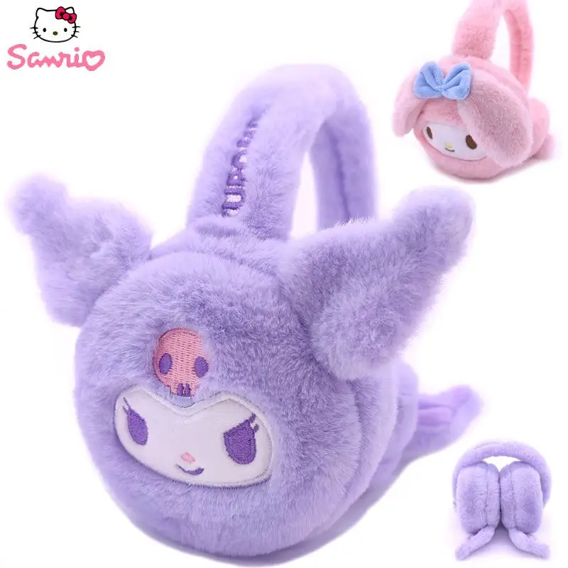 

Kawaii Sanrios Kuromi My Melody Cinnamoroll New Winter Products Cartoon Cute Sweet Child Boys Girls Ear Muffs Plush Keep Warm