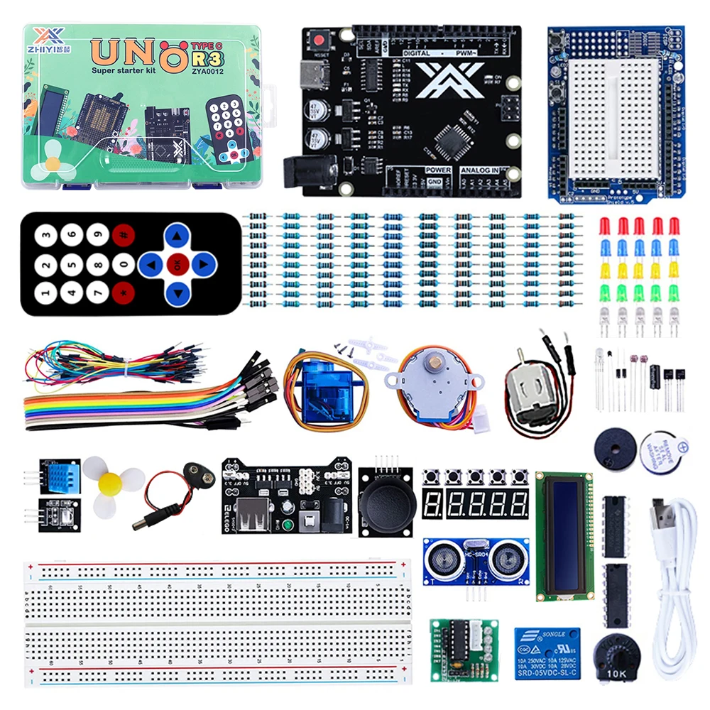 

New Super Uno R3 Starter Learning Kit For Arduino Projects Great Complete DIY Kit with ATmega328 Type C Uno R3 Development Board