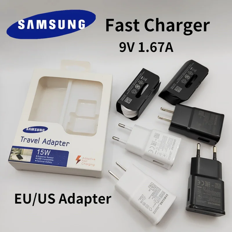 

15W Original Samsung Fast Charger 9V1.67A Charge Adapter Type C Cable For Galaxy S20 S10 S9 S8 Plus Note 8 A30 A40 A50 A70 A51