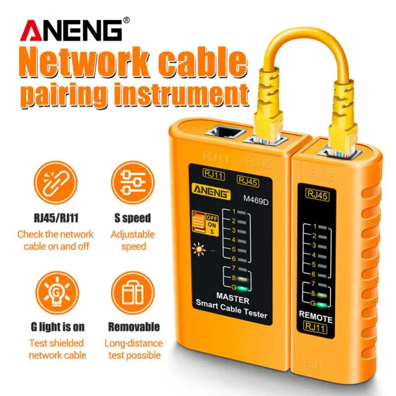 

ANENG M469D Lan Network Cable Tester RJ45 RJ11 RJ12 CAT5 UTP LAN Cable Tester Instrument Networking Tool Network Repair Analyzer