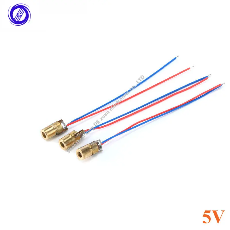 

50pcs 650nm 6mm DC 5V 5mW Laser Dot Diode Module Red Copper Head