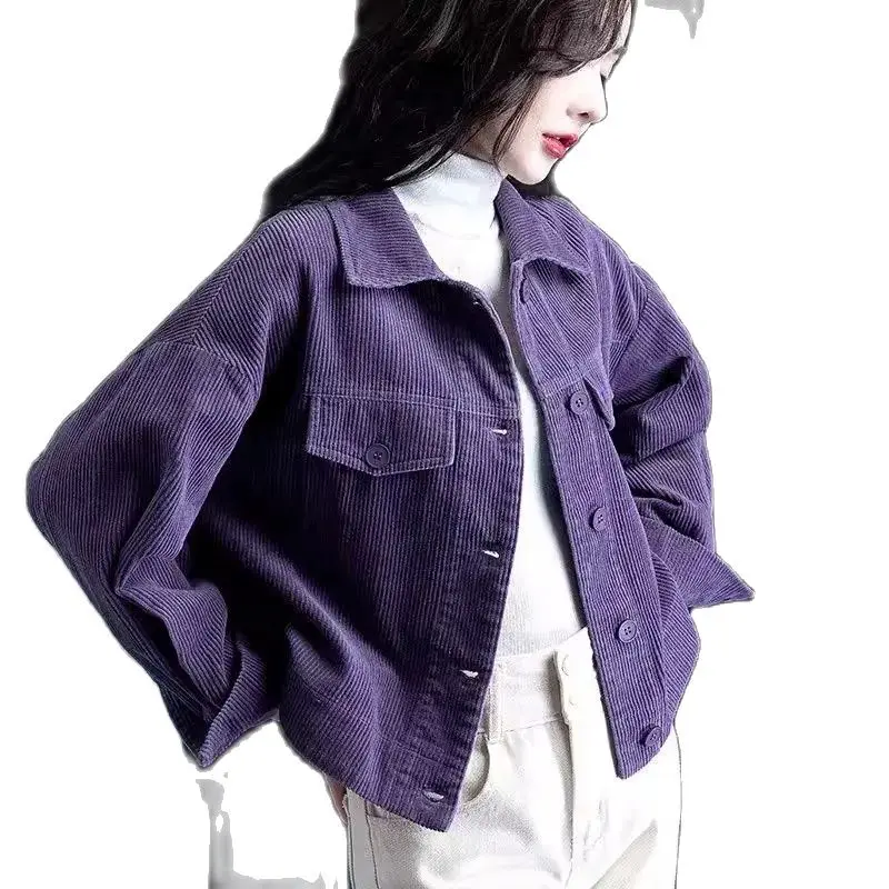 Новая Универсальная Вельветовая рубашка для весны и осени женское небольшое