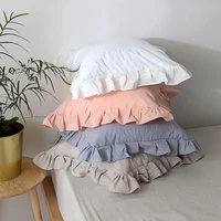 o heart solid color cushion cover ruffle pillow case cotton ins style pillowcase princess pillow cover for bed sofa home decor