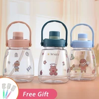 large capacity sports drinking kettle cute water bottle for girls 1 3l straw tumbler summer plastic mug portable kids kawaii cup