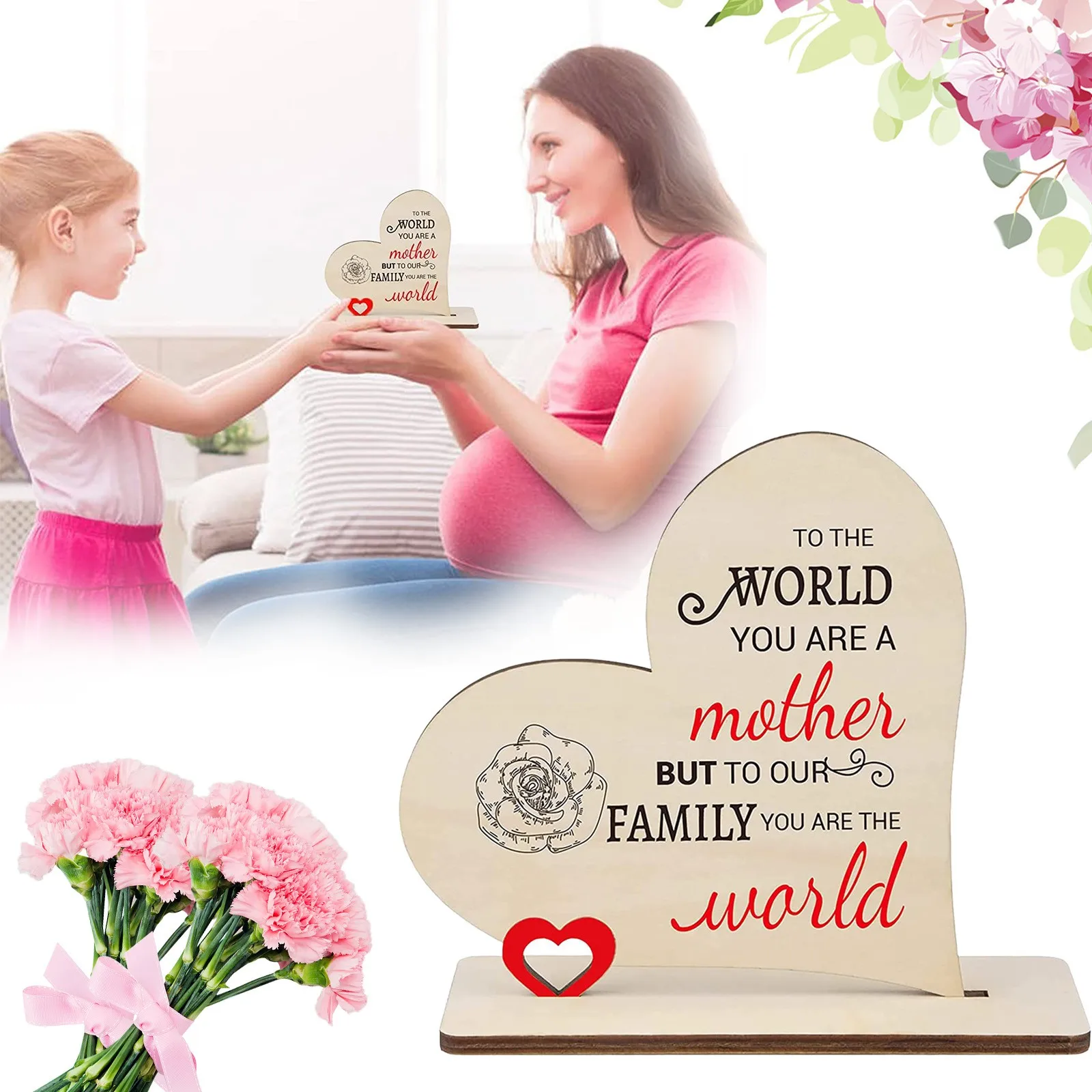 

Sympathy Memorial Decor Sign Mother's Day Memorial Sign Gift For Mom From Daughter, Mom Birthday Gift, Wooden Ornament