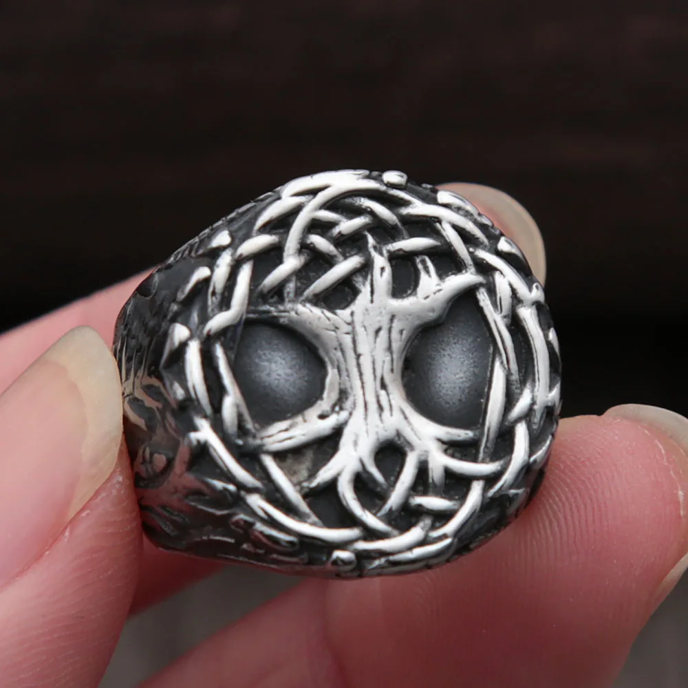 

Vintage Viking Tree of Life Ring Stainless Steel Fashion Nordic Men Viking Rings Punk Style Plant Party Jewelry Gift Wholesale