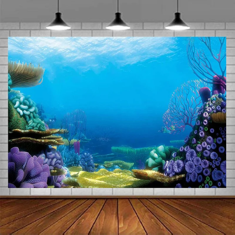 

Seabed Photography Backdrop Coral Underwater World Banner For Children Kids Fancy Birthday Party Background Decor Booth Props