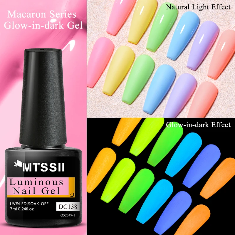 

7ml Fluorescent Gel Nail Polish For Manicure Glow In Dark Luminous Macaron Soak Off UV LED Nail Art Design Manicure Varnish