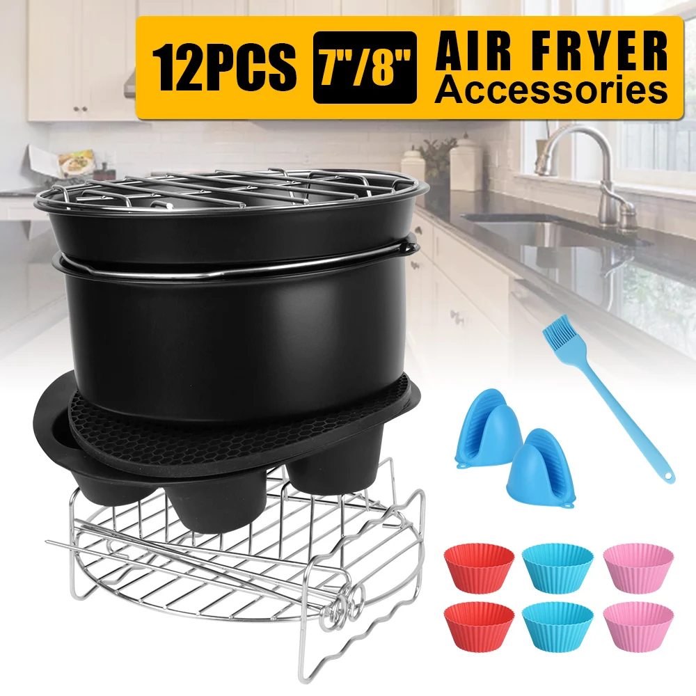 

Air Fryer Accessories Kitchen Tools Baking Cake Mould Set 12pcs/set for all Air Fryer Machine 4.0- 5.8QT 7 Inch / 8 Inch