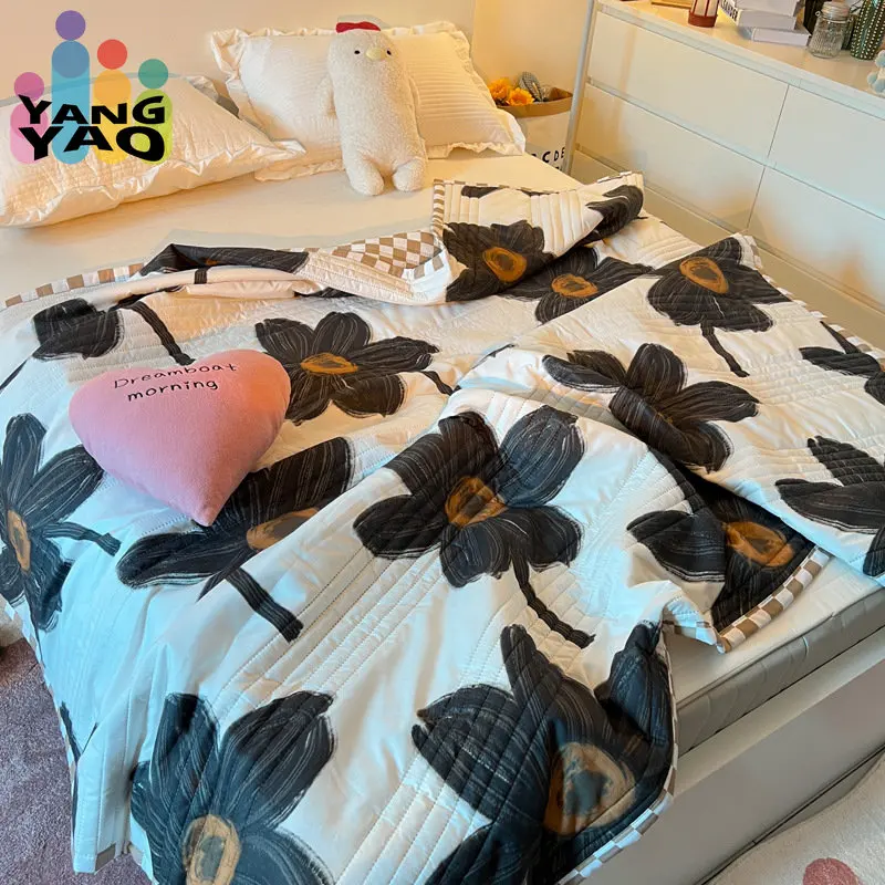 

Summer Quilt Simple Ins Style Skin-friendly Brushed Air Conditioner Summer Cool Thin Quilt Office Bedroom Sofa Nap Blanket