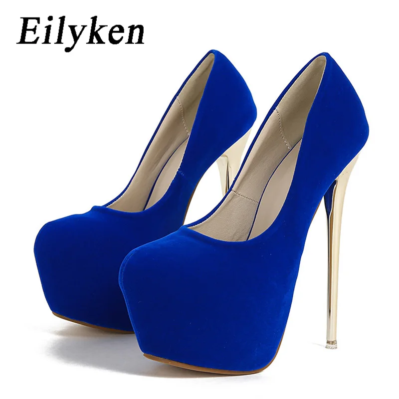 

Eilyken Spring Autumn Sexy Round Toe Wedding Women Pumps Fetish Shoes Concise Latform Very Thin Heels 16 cm Stripper Shoes