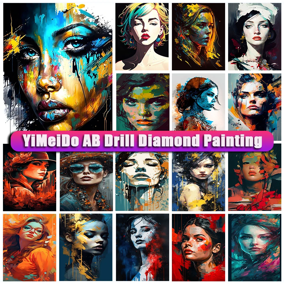 

YiMeido Zipper Bag AB Diamond Painting Girl Flower 5D DIY Embroidery Diamond Mosaic Portrait Cross Stitch Home Decor New 2023