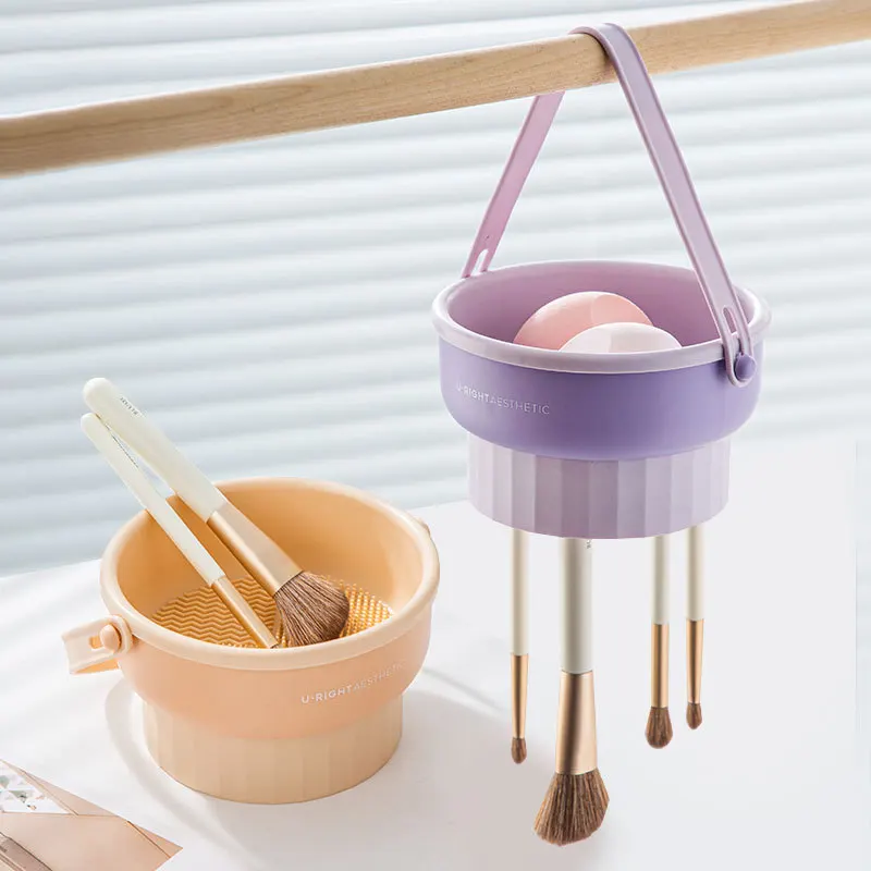 

Silicone Brush Cleaning Bowl Cosmetic Brushes Beauty Egg Powder Puff Cleaning Drying Tools Makeup Tools Portable Storage Case