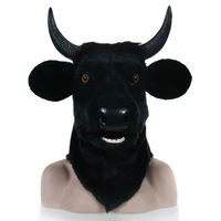 cow mascot headgear furry fursuit accessories animal cosplay party game dress up fancy mask bull headgear with movable mouth