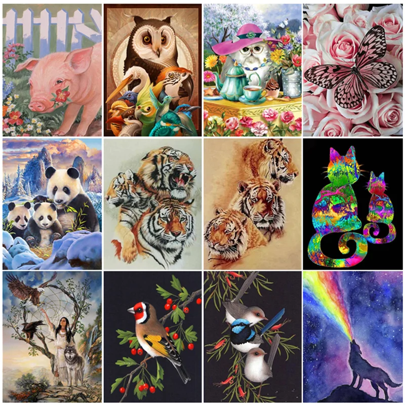 

Алмазная 5D картина «сделай сам», картина с животными, тигром, волком, птицами, полная вышивка, мозаика, искусство, ремесла, домашний декор