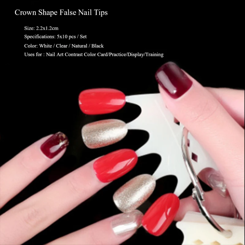 

10 Pcs Nail Gel Color Card False Nail Display Color Test Card UV Gel Nail Shaped Acrylic Nail Polish Showing Shelf Tool