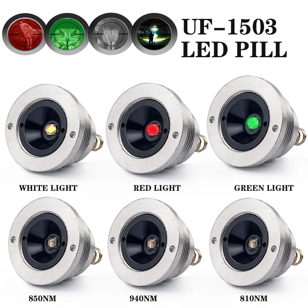 

UniqueFire UF-1503 XRE LED Green/Red/White Light Drop in Pill Lamp Holder For Hunting Flashlight Zoomable Torch