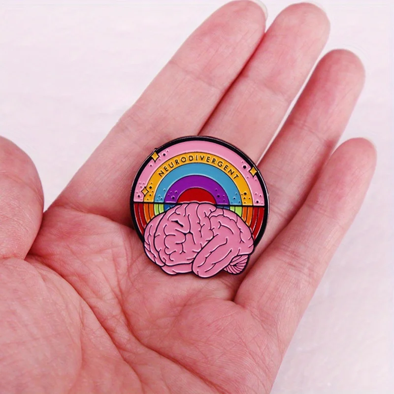 Брошь с надписью neurodivergent булавки цветная эмблема мозга игла для грудной гордости