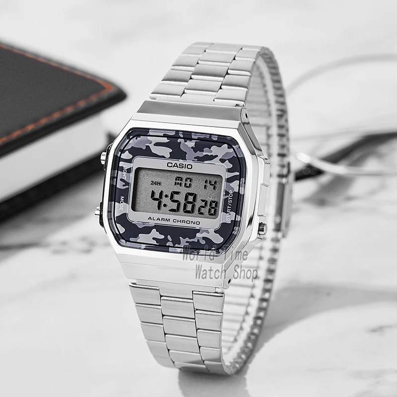 Часы Casio маленькие серебряные мужские комплект роскошные светодиодный цифровые
