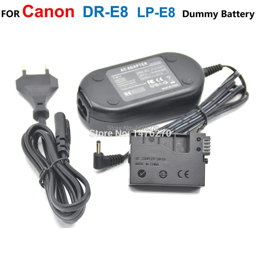 

DR-E8 LPE8 LP-E8 Dummy Battery+ACK-E8 Power Adapter Charger For Canon EOS 550D 600D 650D 700D Rebel T2i T3i T4i Kiss X4 X5 X6i