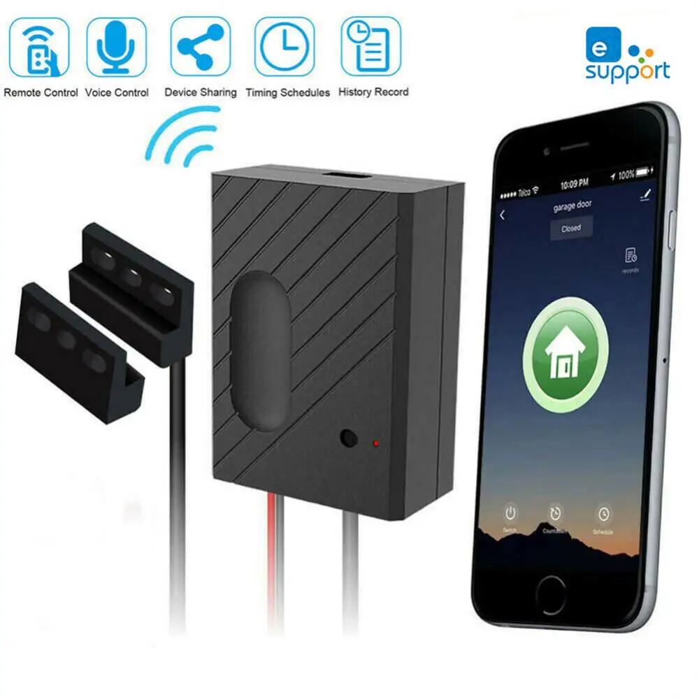 

eWelink Alexa Compatible Smart WiFi Garage Door controller remote control car garage door Timing schedules support Tuya control