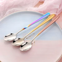 household long ice spoon stainless steel stirring rod long handle color tip ice spoon creative bartender coffee stirring spoon
