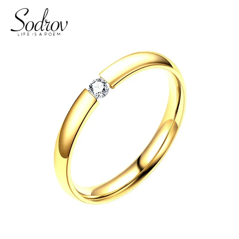 

Korean Simple Stainless Steel Zircon Ring Open Titanium Steel Couple Ring