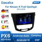 Автомобильный радиоприемник Dasaita 10,2 дюйма, 1 Din, для Nissan X-Trail Xtrail T32 Qashqai j11 2014-2019, Android 11, GPS-навигация, Авторадио для Carplay