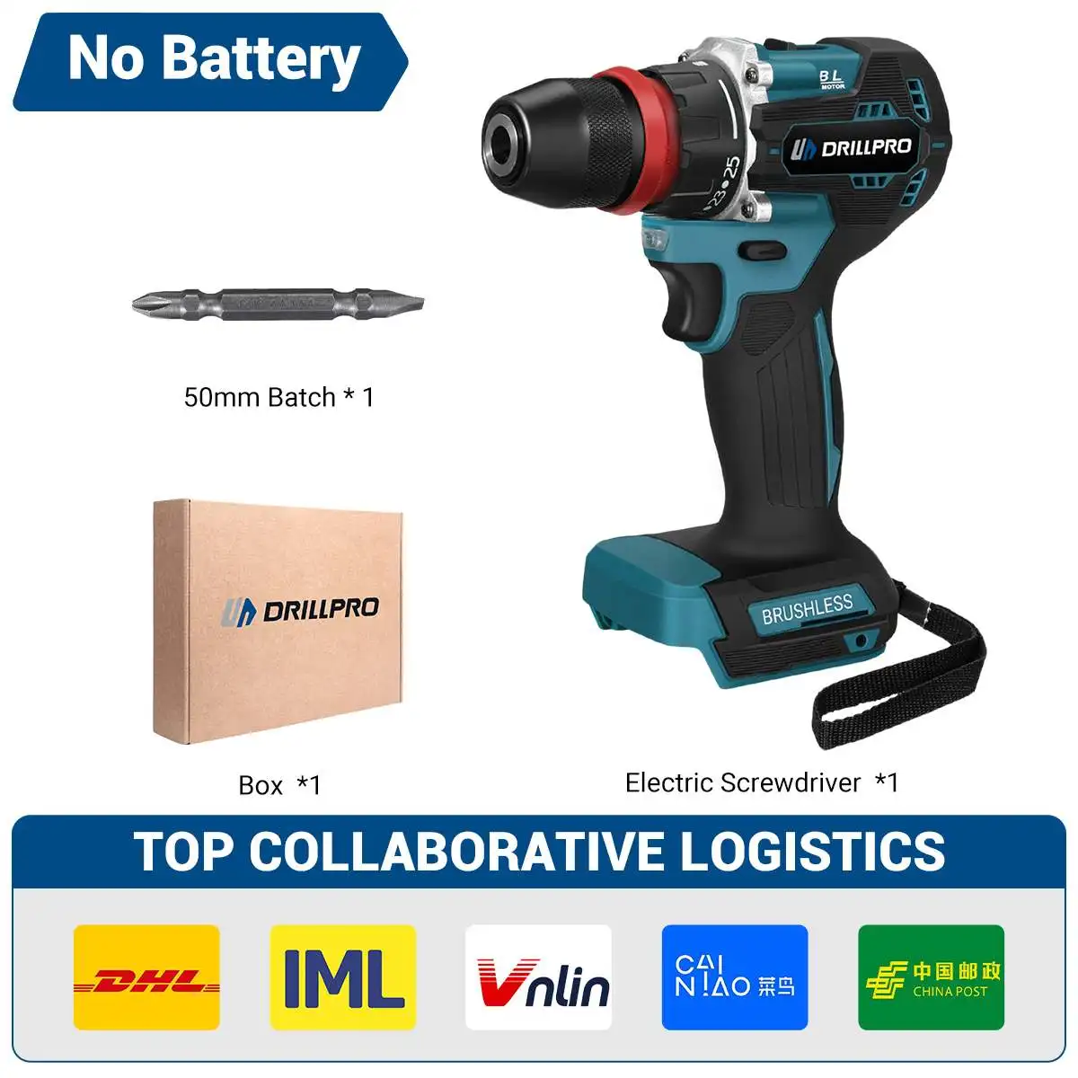Drillpro 2 в 1 бесщеточная электрическая отвертка 280N.m Многофункциональная Беспроводная электрическая дрель электроинструмент для батареи Makita