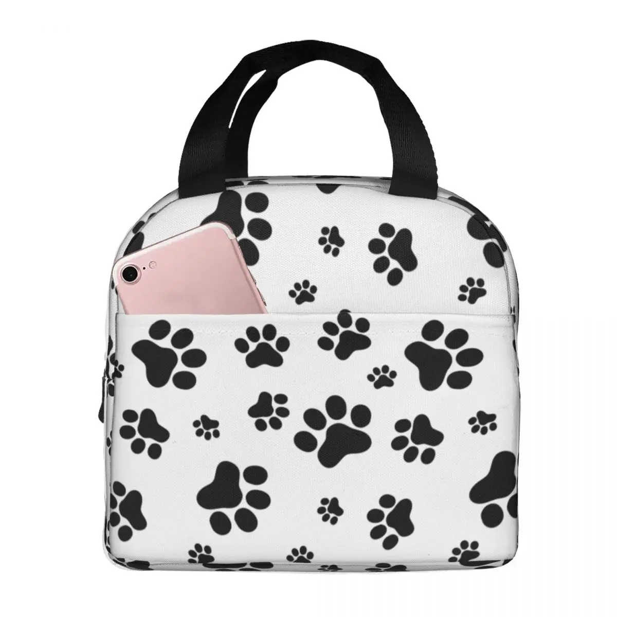 Lunch Bags for Men Women Cute Animal Paw Pattern Insulated Cooler Portable Picnic Work Oxford Tote Bento Pouch