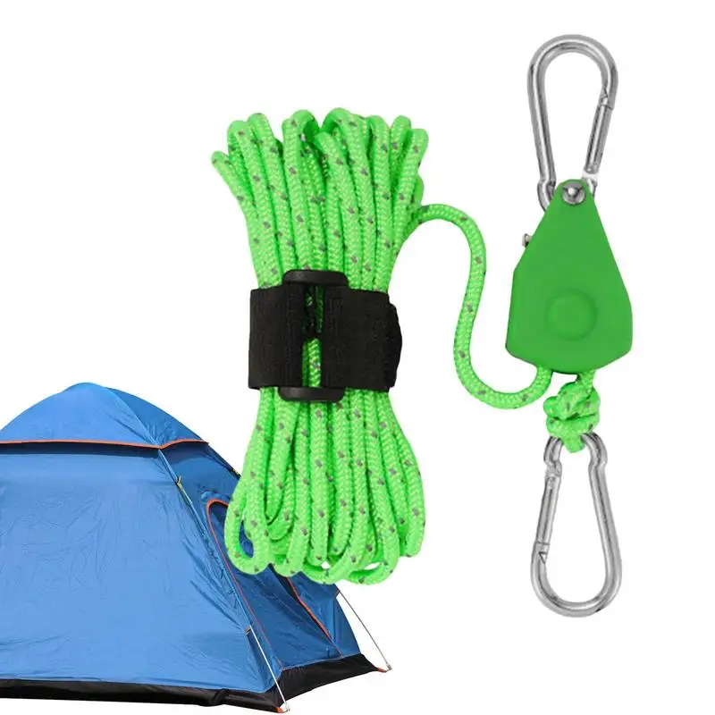 

Tent Guy Ropes Camping Cord Pulley System Reusable Tent Tie Downs Rope Hanger Tent Guide Rope With Adjuster For Camping Awning