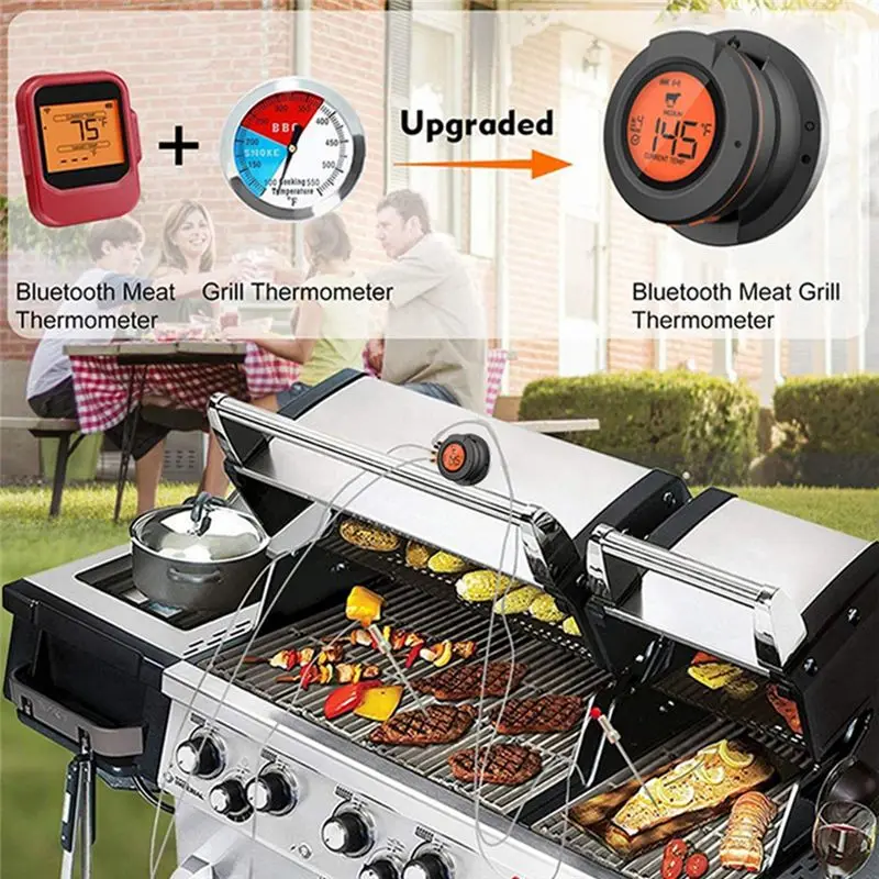 Фото Новый беспроводной цифровой Bluetooth-термометр для мяса и продуктов, для гриля, барбекю, угольного гриля и духовки №1