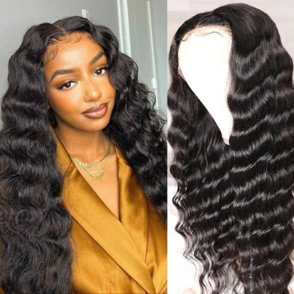 Loose Deep Wave Lace Front Wig 13x4 Lace Frontal Human Hair Wigs For Women Brazilian Deep Curly Transparent Lace Closure Wig