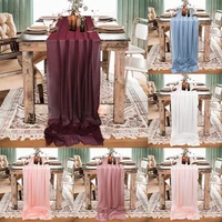 70300cm sheer chiffon luxury solid color table runner blue silky table runners wedding birthday party home table arches decor