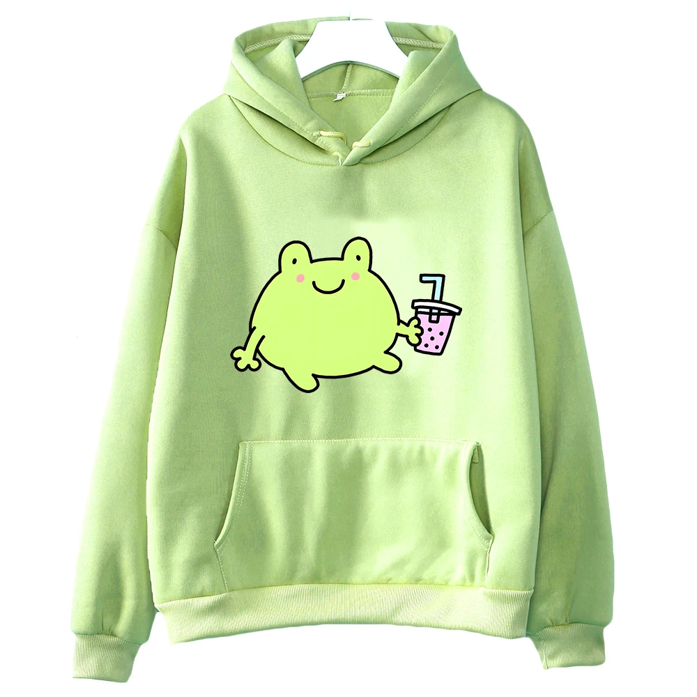 

Brief Strokes Cartoon Hoody Kawaii Frog Graphic Sweatshirt Womne Autunm Clothes Fashion Casual Pullover Personality Print Hoodie