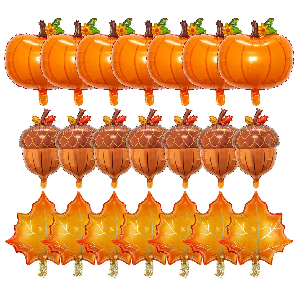 

Balloons Balloon Fallthanksgiving Pumpkin Decoration Harvest Party Autumn Decor Theme Aluminum Maple Leaf Pine Coneprop Festival