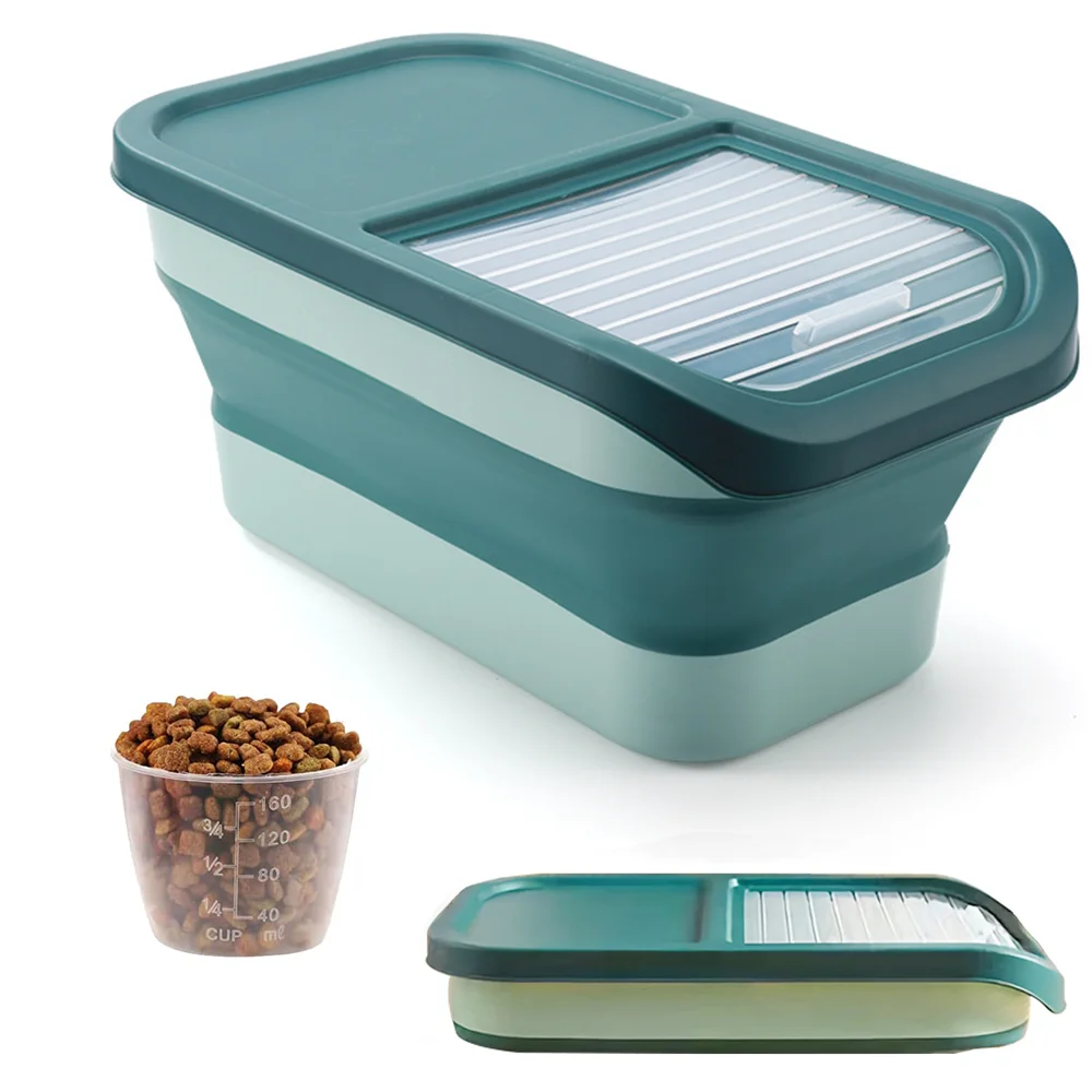 

Collapsible Pet Food Container with Lids 13 LB Dog Food Storage Container Airtight Cat Food Containers with Measuring Cup