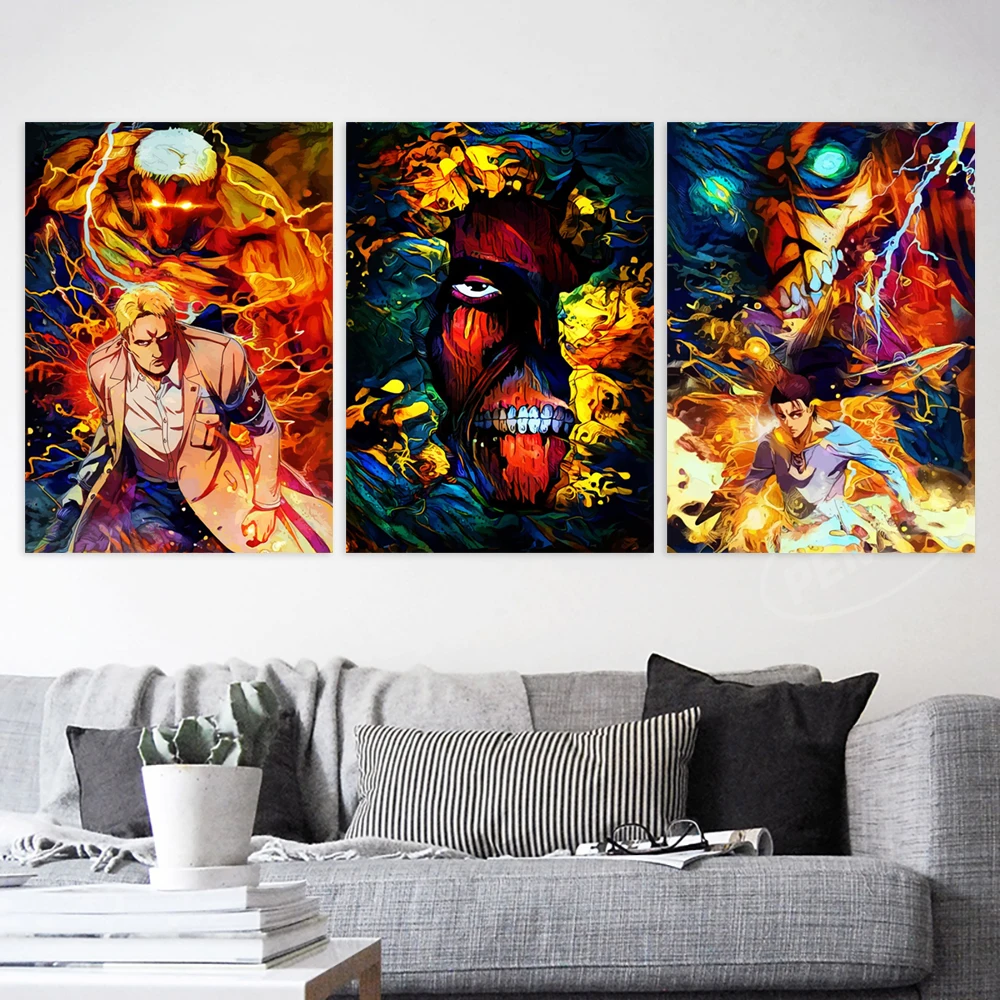 

Print Giant Form Painting Attack On Titan Pictures Levi Ackerman Canvas Wall Artwork Home Decor Mikasa Bedside Background Poster