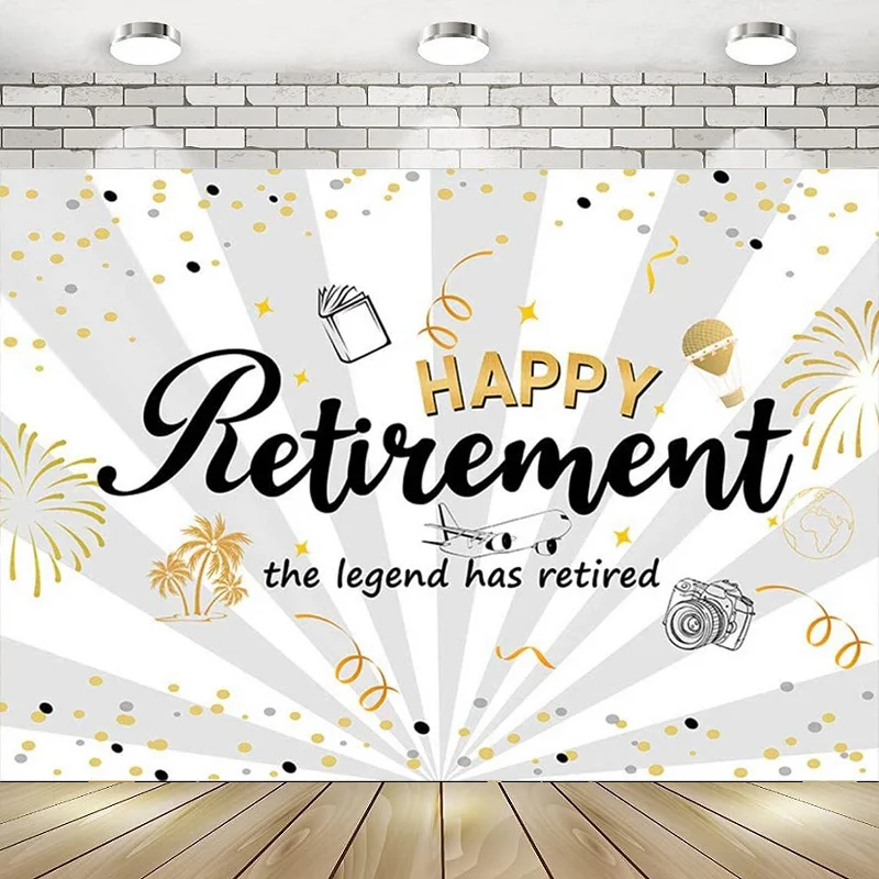 

Фон для фотосъемки с изображением вечеринки на пенсию украшение с белым золотом фон с изображением легенды на пенсию баннер для вечеринки на пенсию для пожилых людей