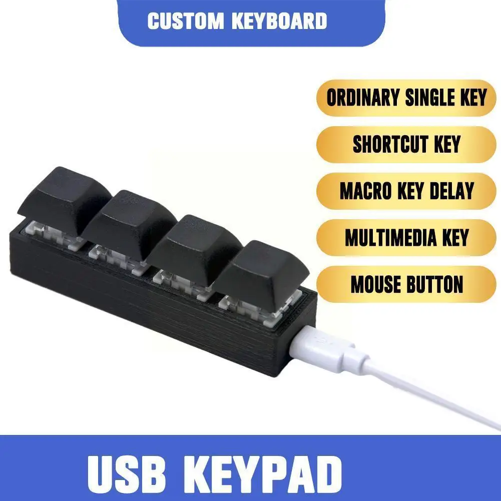 Портативная механическая клавиатура для макросъемки RGB USB мини игровая красная ручка переключатель 4 клавиши клавиатуры Программирование под заказ J4I2