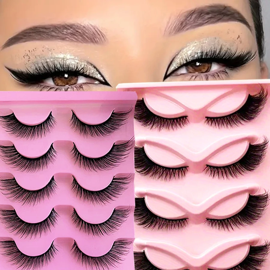 Две коробки (5 + 5) накладных ресниц для глаз из манго. Натуральные густые вьющиеся