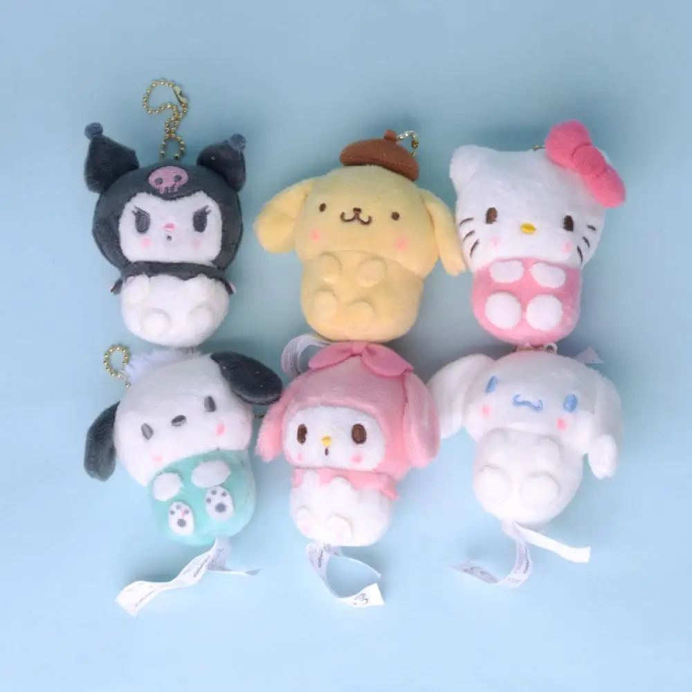 

10Cm Hello Kitty Sanrio Keychain Cinnamoroll Plush Dolls Kawaii My Melody Kuromi Purin Anime Cartoon Plushie Doll Decortoy Gifts